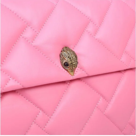 Kurt Geiger London Kensington XXL Soft Pink Leather Shoulder Bag NWT Gold Chain - Picture 4 of 5